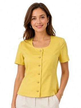 Vertigo Paris Mustard Yellow Short Sleeve Cotton Blazer